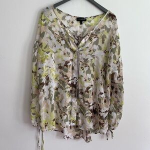 Lane Bryant Botanical Peasant Chiffon Blouse Size 14/16